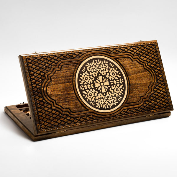 Armenian backgammon board with unique carved ornament