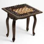 Luxury Tree of Life chess table with hand-carved openwork base