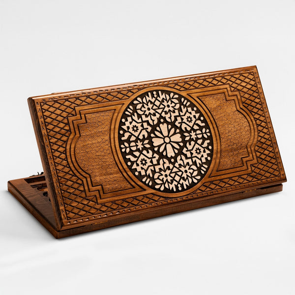 Armenian backgammon set with traditional carpet ornament design