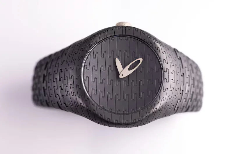 Contemporary handmade black sterling silver luxury timepiece
