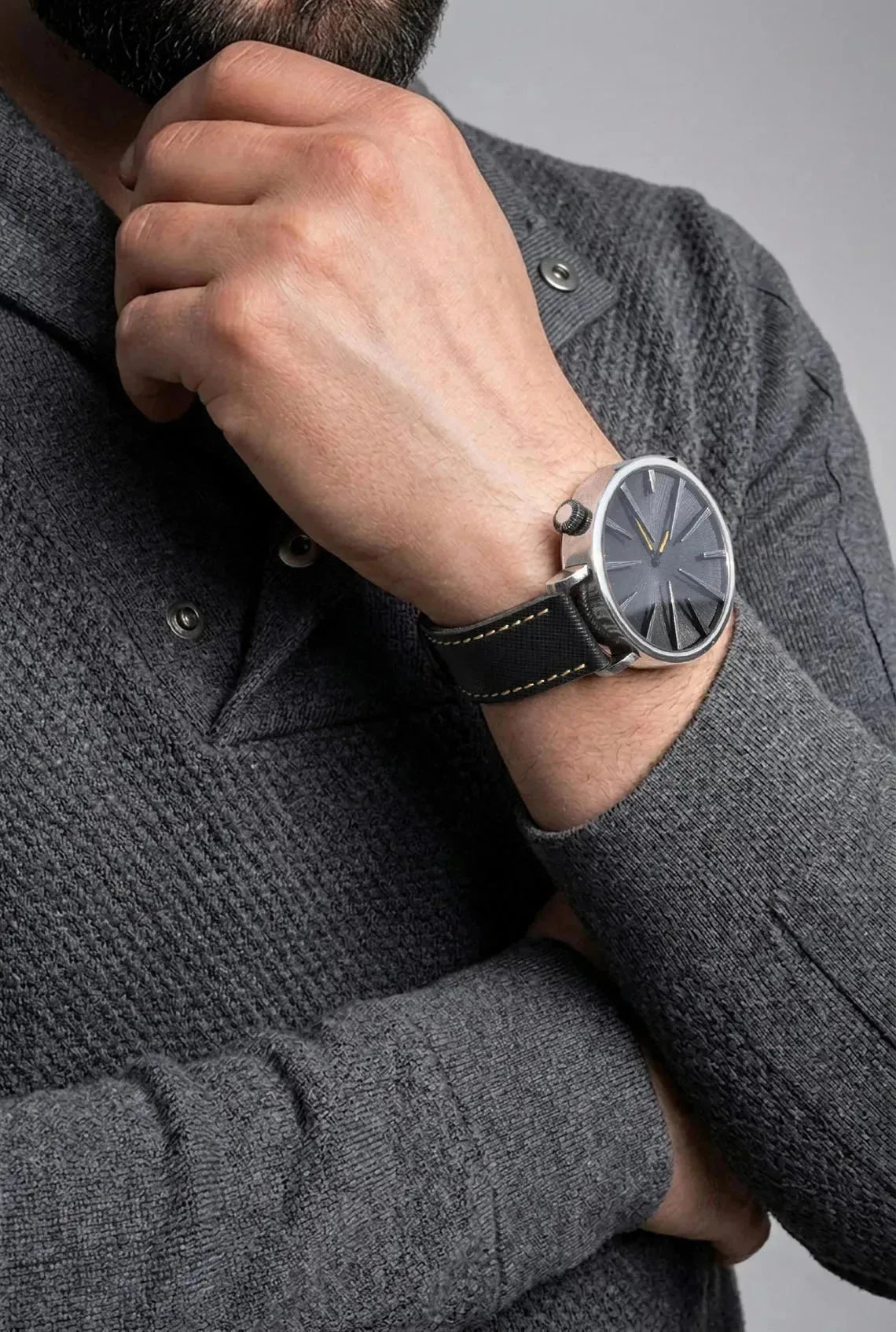 Minimalist Black Dial Silver Watch