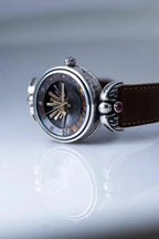 Handmade sterling silver women's watch with artistic sun dial