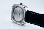 Handmade 925 sterling silver square wrist watch with leather strap