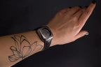 Square Silver Watch with Leather Strap