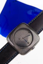 Square Silver Watch with Leather Strap